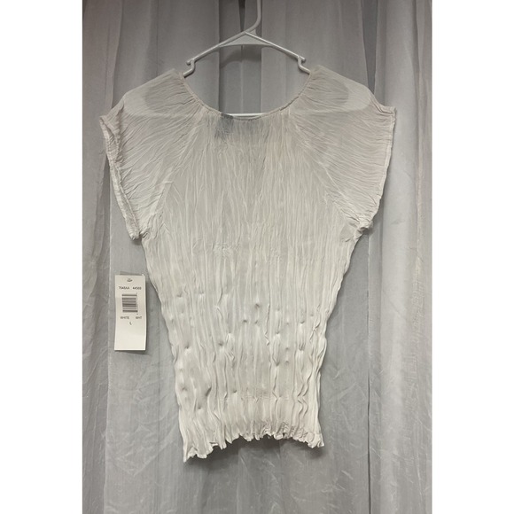 Vtg Separates Ny White Ruched Tie Beaded Blouse Boho Whimsical‎ Small Sheer Y2K - Picture 7 of 8